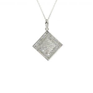 18kt White Gold 2.42ct Diamond Square Pendant