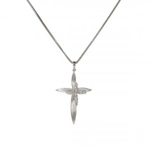 18Kt White Gold Diamond Cross